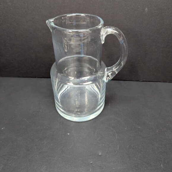 Vintage Tumble Up Clear Heavy Glass Bedside Water Pitcher 16 Oz No Cup - Picture 2 of 8